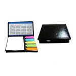  Bloco de anotações com post-its, material em couro sintético.