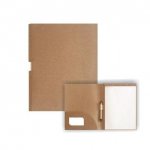 Pasta convenção ecológica em Kraft, com caneta e bloco com 30 folhas (Tamanho A4).