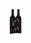 Kit vinho com 5 peças, estojo de plástico resistente.