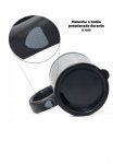 Caneca mixer de aluminio e plástico, com tampa protetora. 