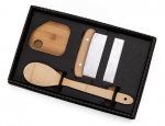 Kit Para Cozinha Em Bambu / Inox Com Espátula Multiuso - 3 Pçs