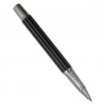 Caneta de metal, com detalhe listrado.