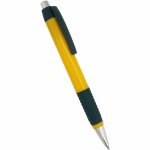 Caneta plástica corpo amarelo.