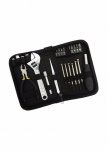 Kit ferramenta com 25 peças, estojo de tecido.