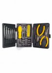 Kit ferramenta com 25 peças, estojo de plástico resistente.