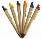 Canetas reciclável para preservação do ecossistema, clip de madeira reflorestada e ponteira em plástico.