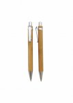 Caneta ecológica de bambu com detalhes de metal.