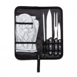 Kit churrasco com 6 peças, cabo de plástico.