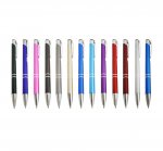 Caneta metal com detalhe prata.