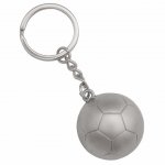 Chaveiro de metal, formato de bola cortada ao meio.