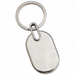 Chaveiro de metal fosco na frente e brilhante atrás.