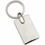 Chaveiro metal quadrado na frente fosco na parte de traz brilhante.