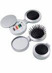 Escova com espelho mais kit costura, material em plástico resistente.