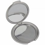 Espelho de bolso duplo, material de plástico.