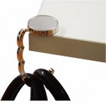 Porta bolsa de metal base oval brilhante.